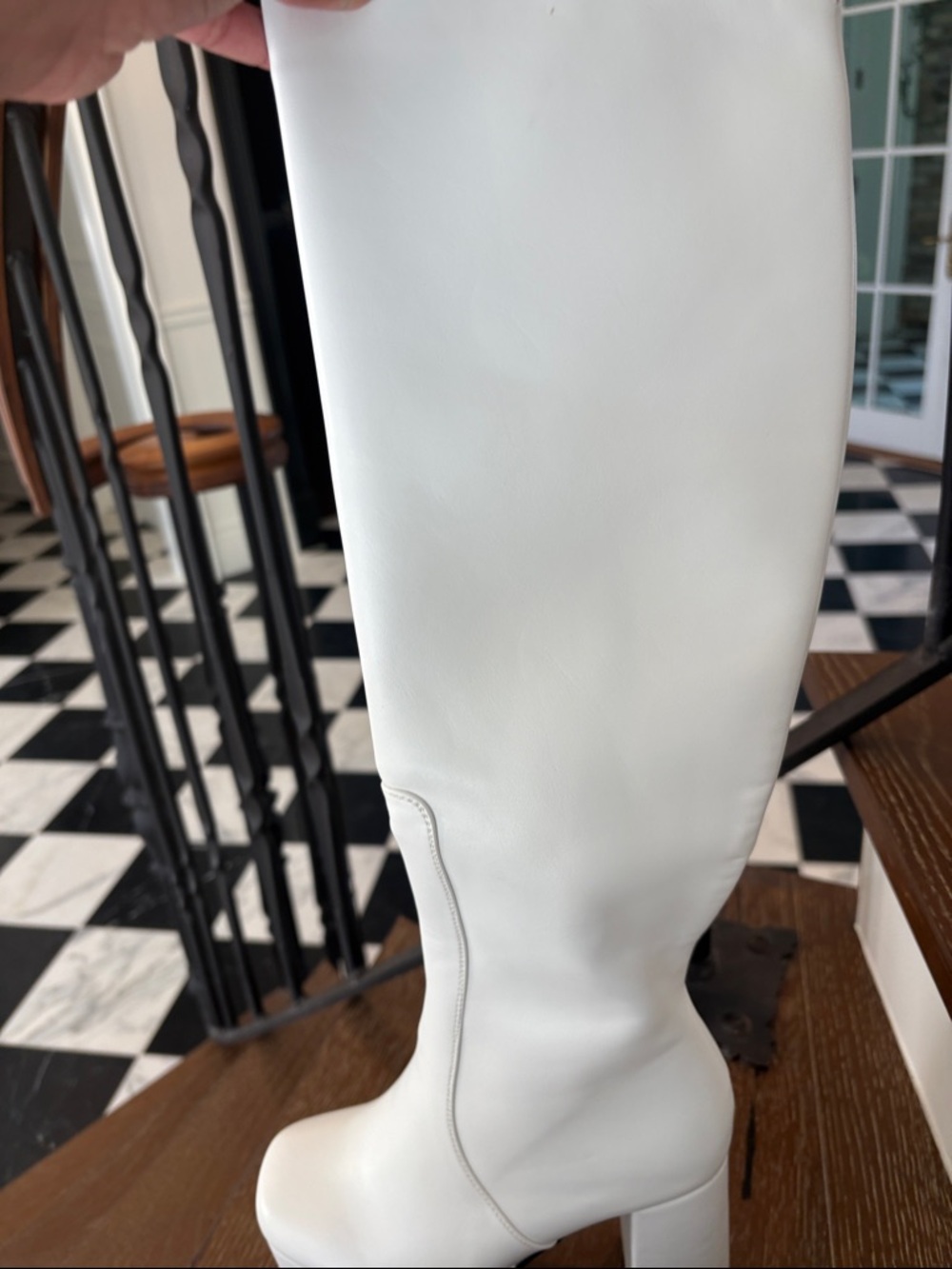 Over-the-Knee White Block Heel Boots for Women